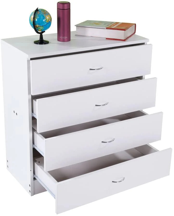 White 4 Drawer Wood Nightstand S8453