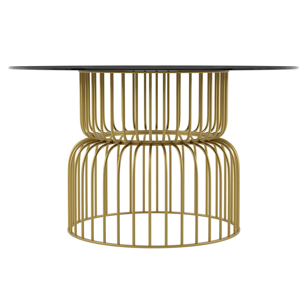 Round Metal Dining Table 4-Seater with Gold Base Y483