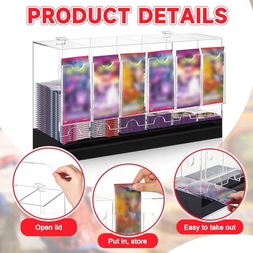 6 Slots Acrylic Booster Pack Dispenser with Black Base N776