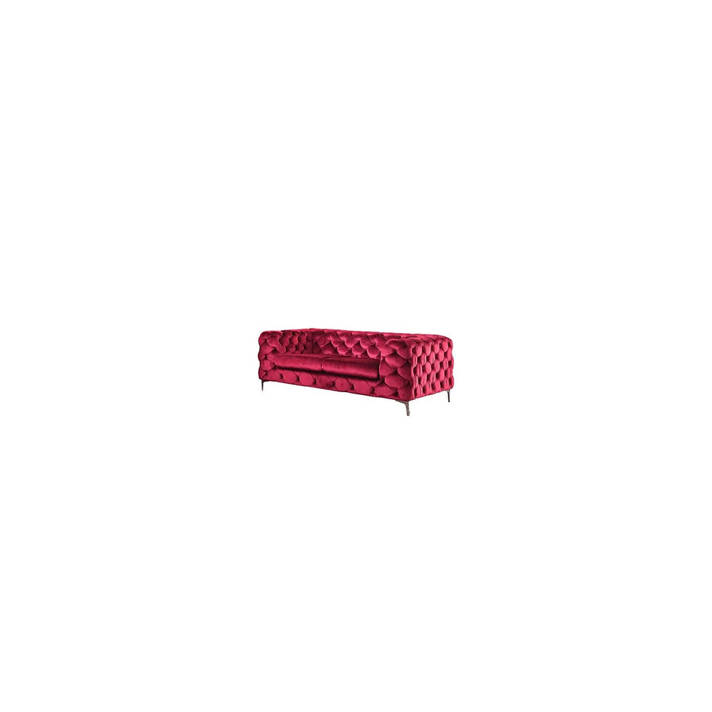Red Velvet Tufted Loveseat T7350