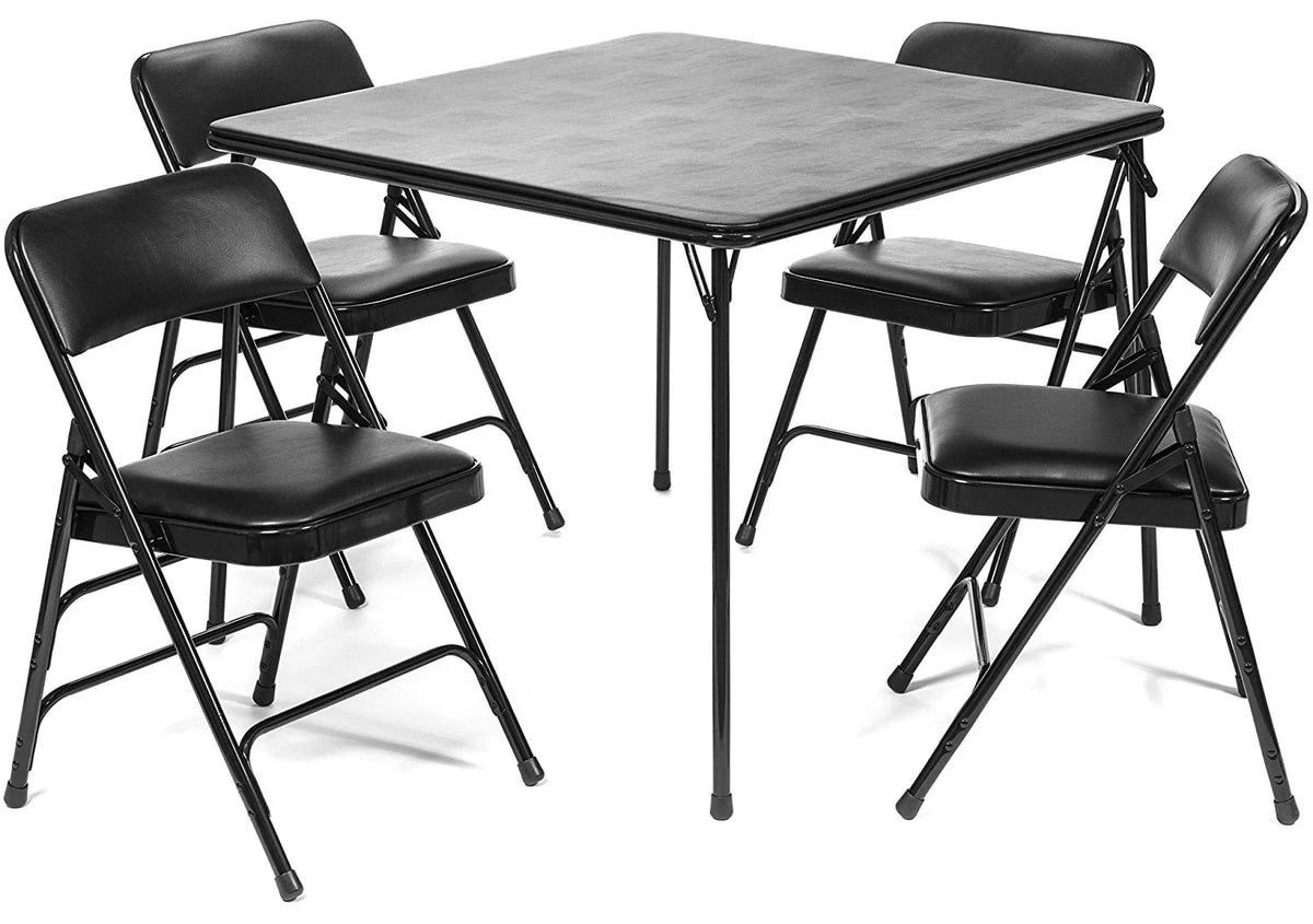 5pc Folding Card Table and Chair Set Black J905
