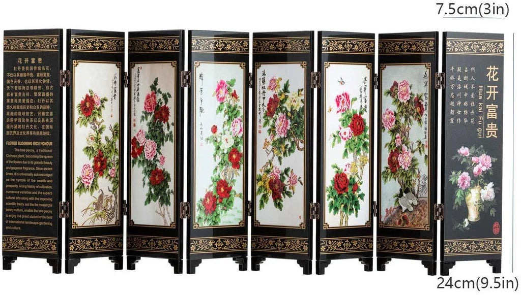 8-Panel Traditional Chinese Art Decorative Lacquerware Mini Divider Z649629