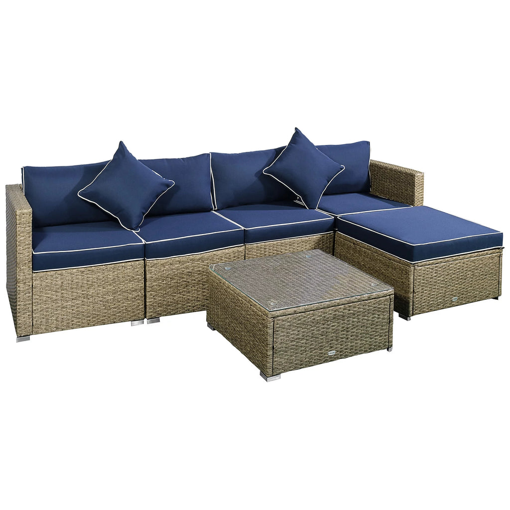 6-Piece Outdoor Patio Rattan Wicker Furniture Set with Cushion Z2746
