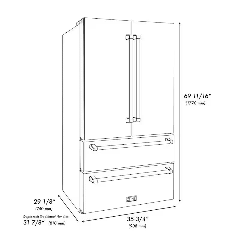 4-Door French Door Refrigerator with Internal Ice Maker P1218