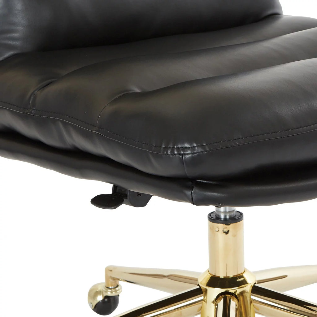 White Faux Leather Office Chair with Gold Base O482