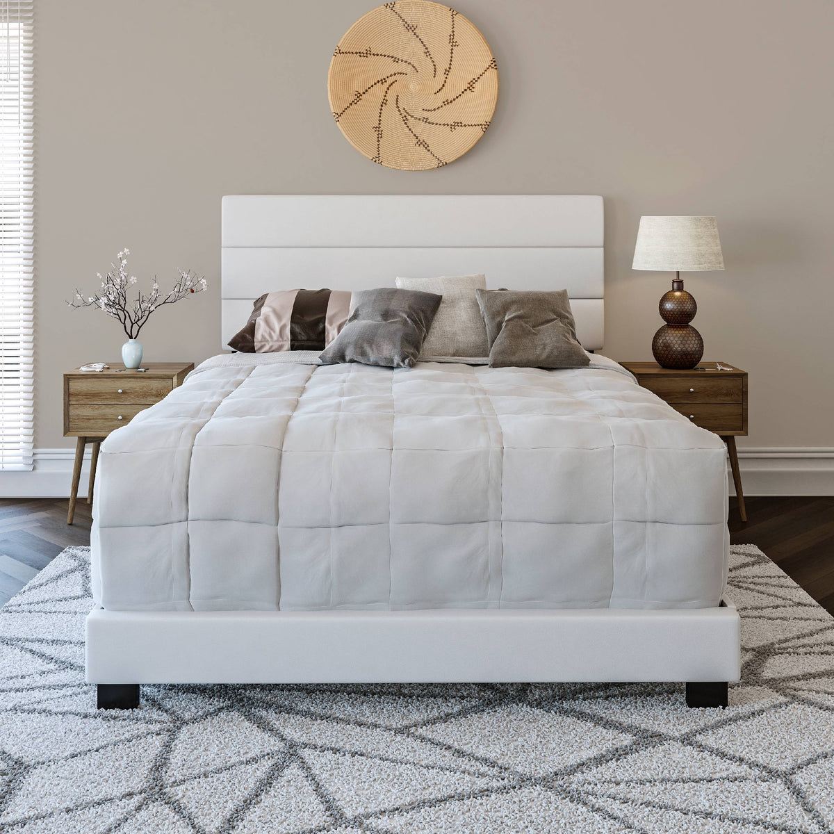 Black Faux Leather Upholstered Platform Bed Frame, Twin Z43658
