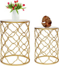 Round Gold Metal Nesting Side Table with Mirrored Top V74780