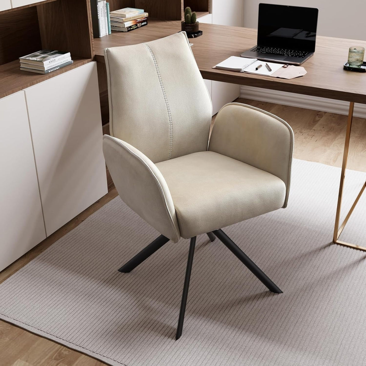 Modern Desk Chair no Wheel Ergonomic Office Chair Swivel Arm Chairs with Metal Legs A778192