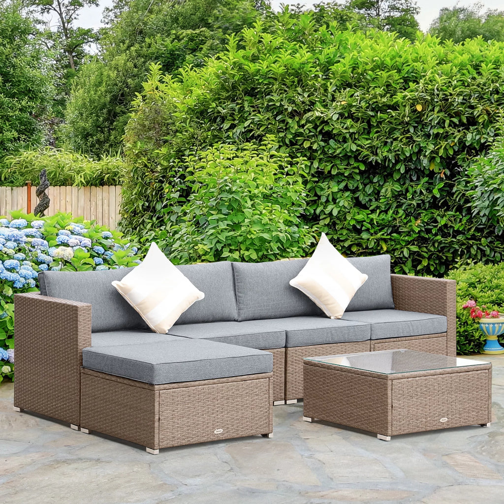 6-Piece Outdoor Patio Rattan Wicker Furniture Set with Cushion Z2746