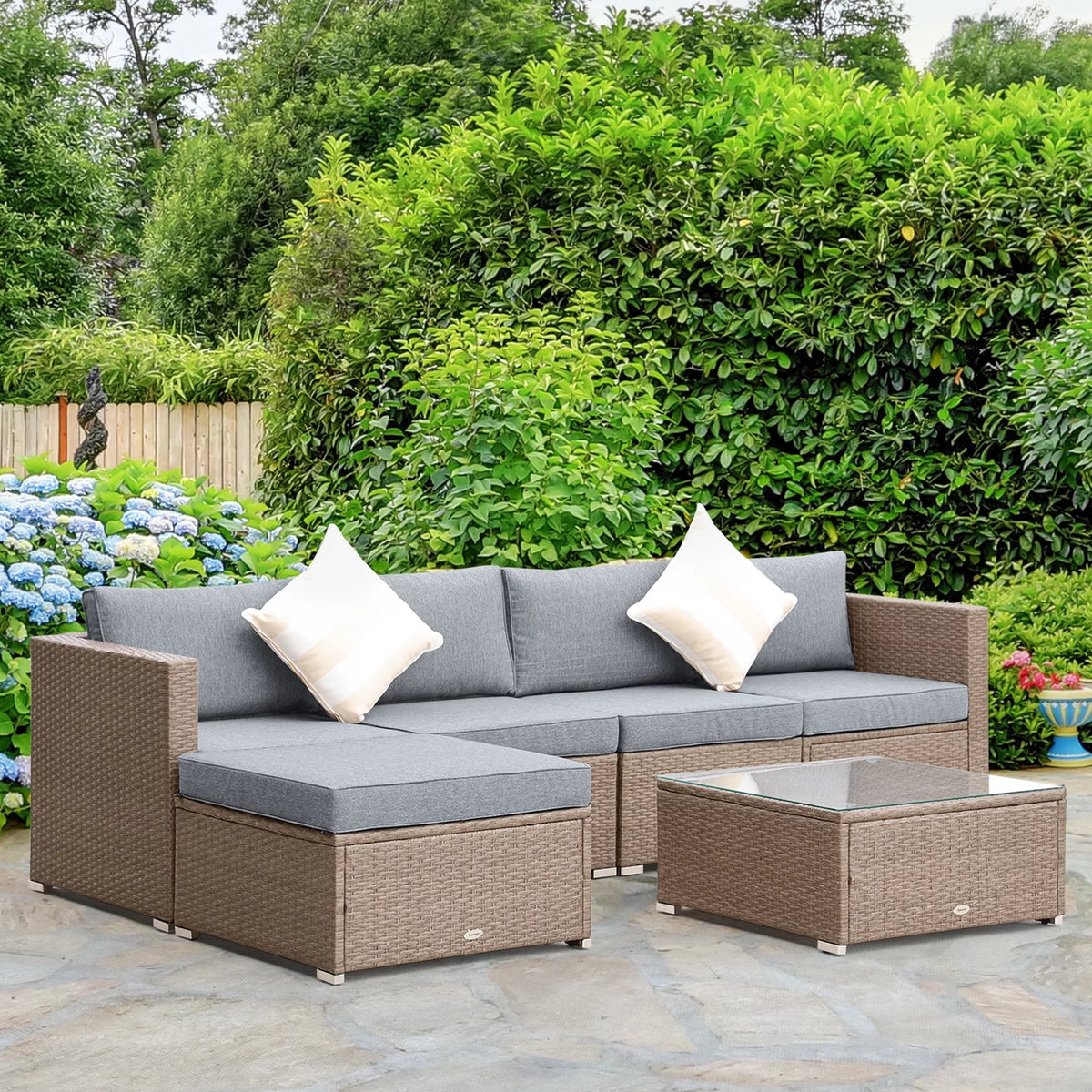 6-Piece Outdoor Patio Rattan Wicker Furniture Set with Cushion Z2746