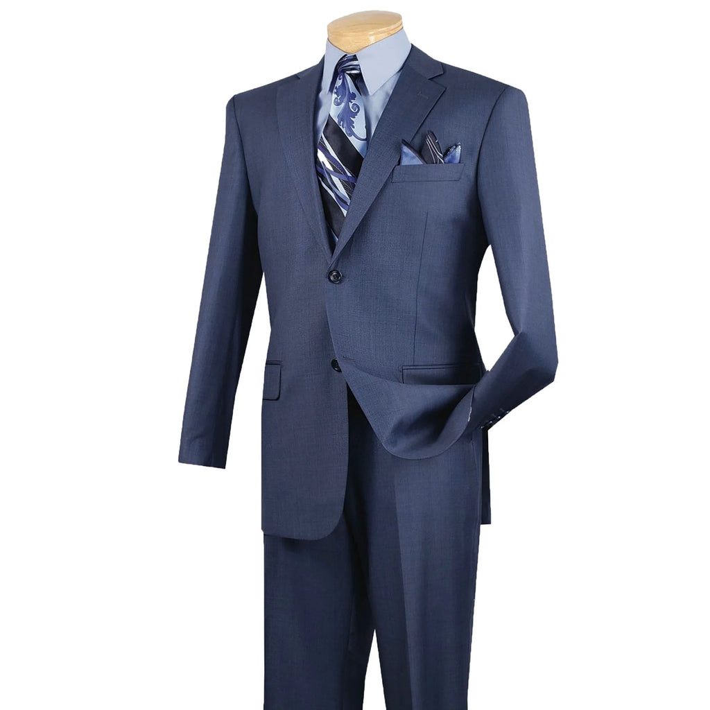 Men's Blue Textured 2-Button Classic-Fit Suit X96298