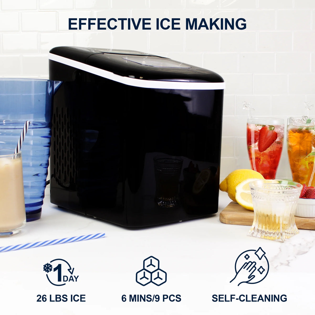 Black Countertop Portable Compact Automatic Ice Maker K4505