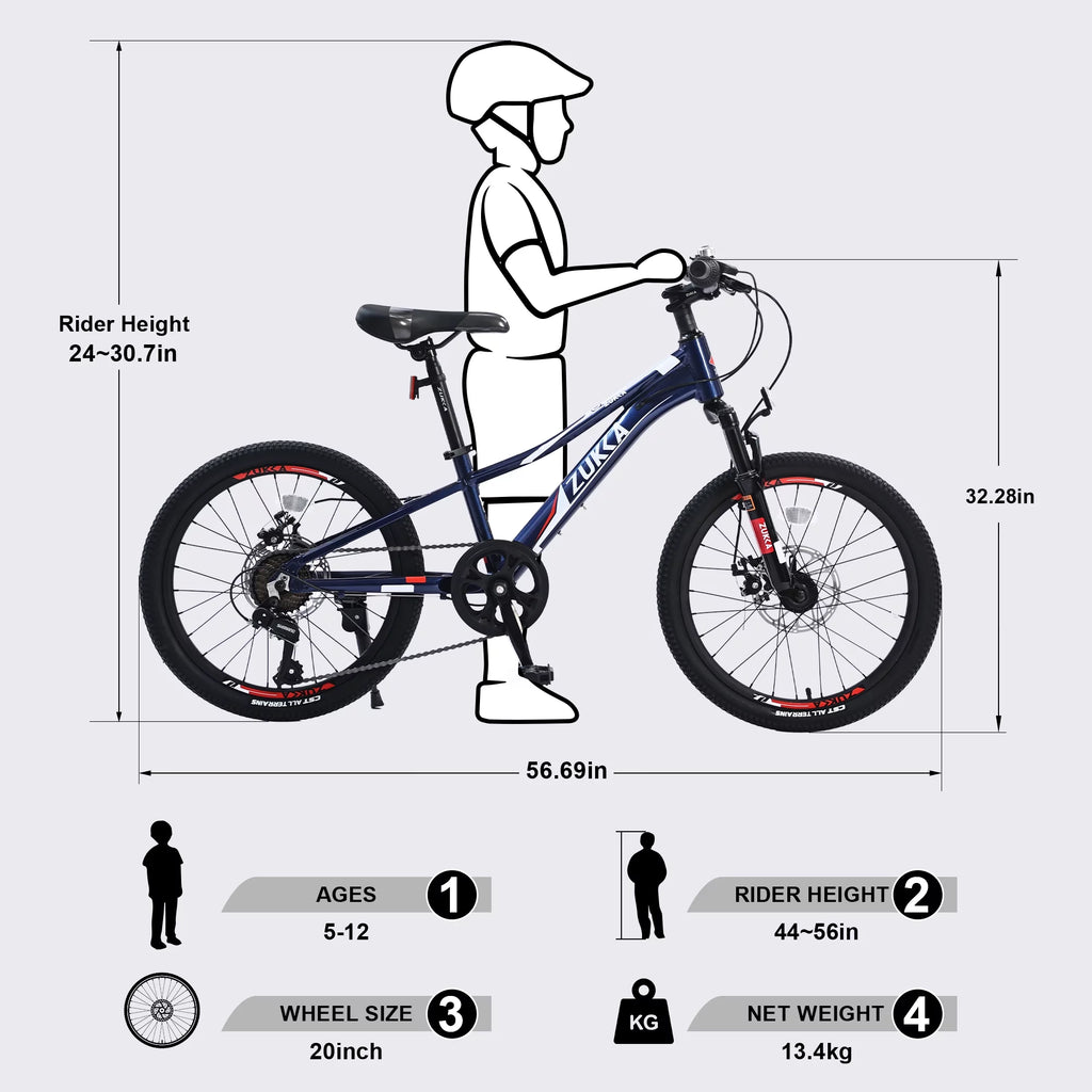 20 Mountain Bike 7 Speed Aluminum Frame Bicycle in Blue U36758