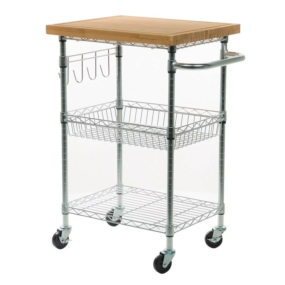 2 Tier Maple Butcher Block Cart Z99417