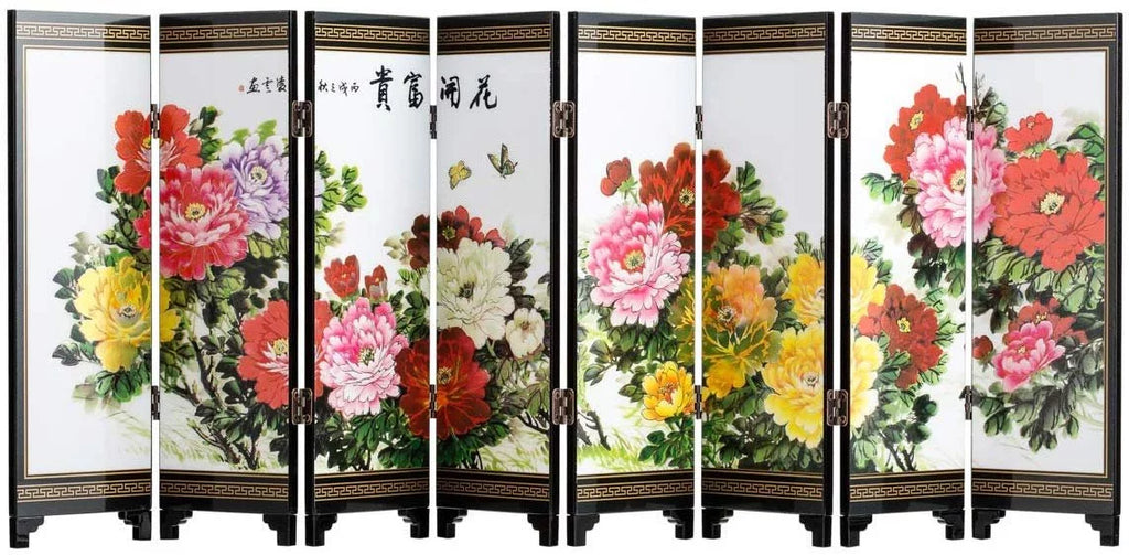 8-Panel Traditional Chinese Art Decorative Lacquerware Mini Divider Z649629