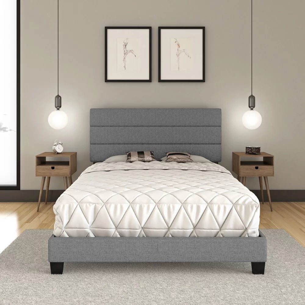 Black Faux Leather Upholstered Platform Bed Frame, Twin Z43658