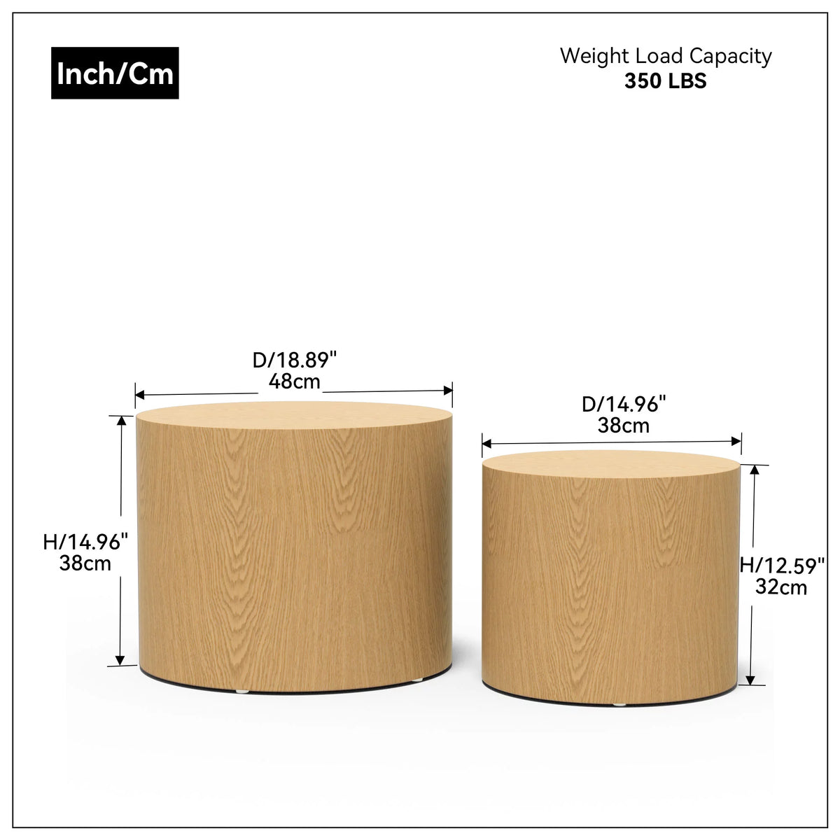 MDF Oak Veneer Nesting Table Set of 2 D6533