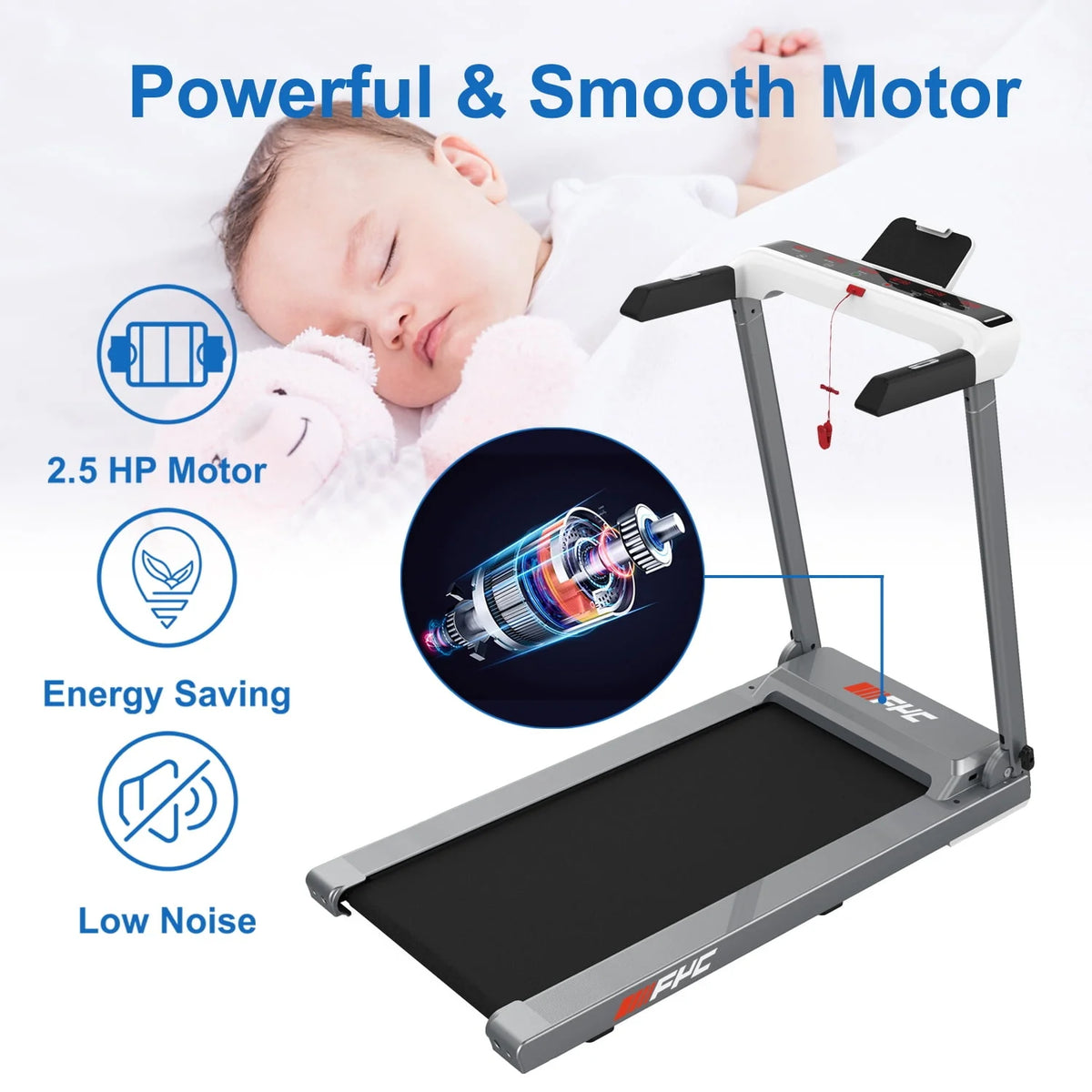 Folding Treadmill with Incline 3.5HP 8.5MPH Foldable Compact Electric Treadmill P18526