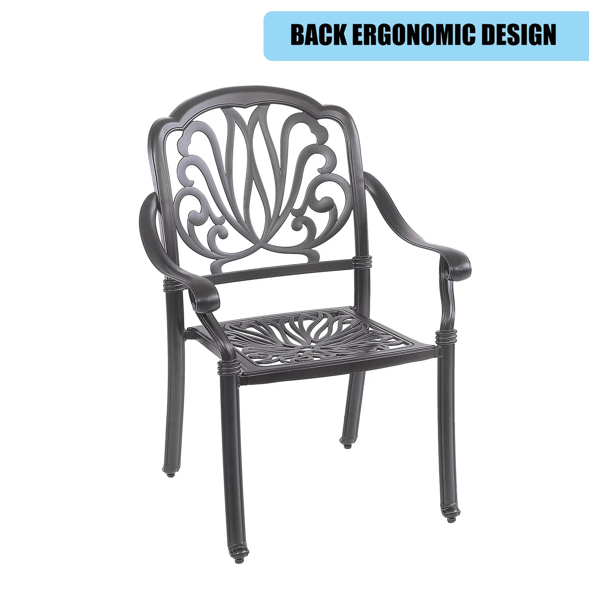 5 Pcs Cast Aluminum Outdoor Dining Table Set with Umbrella Hole L74991