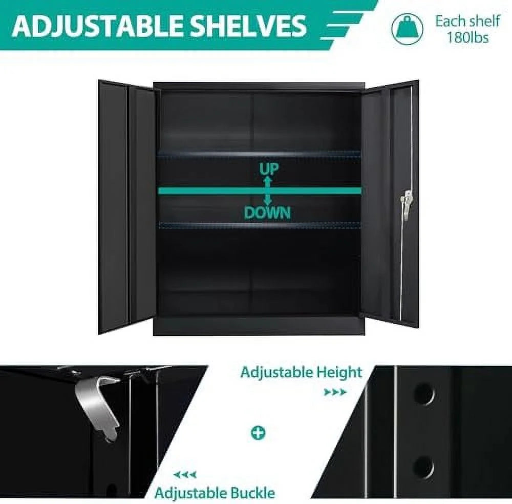 Locking Steel Cabinet with Doors and Shelves C8130