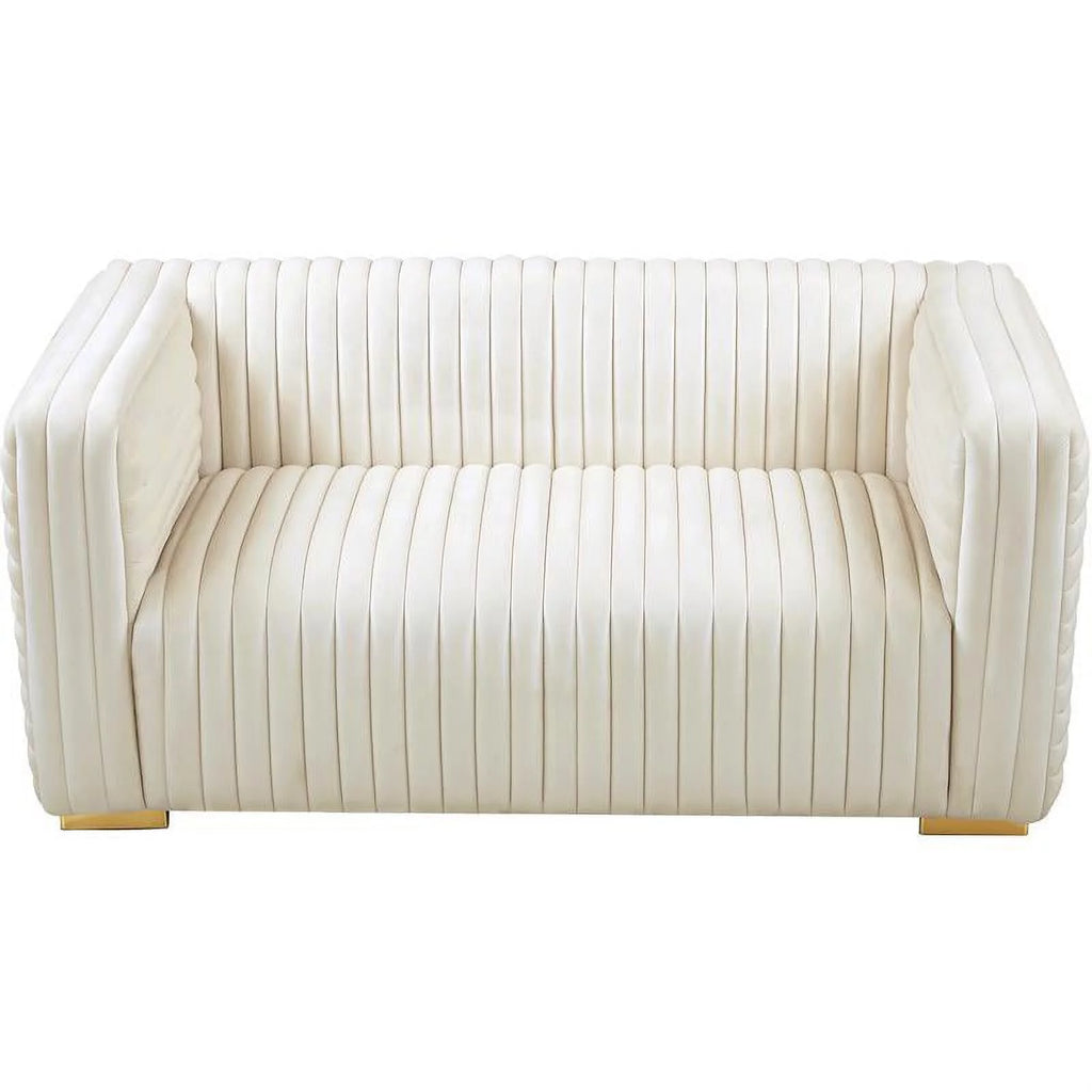Cream Velvet Loveseat K66579