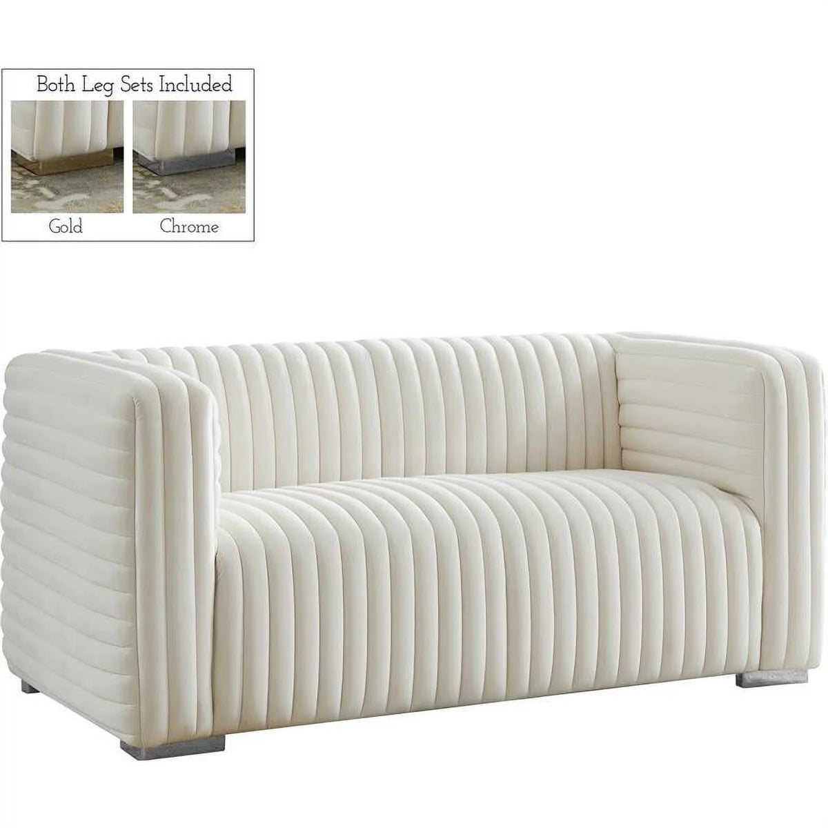 Cream Velvet Loveseat K66579