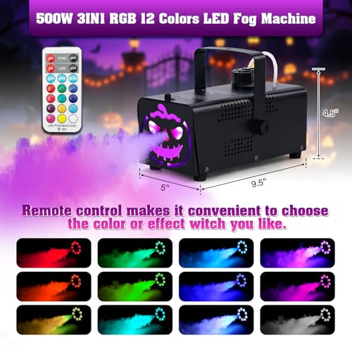 500W Fog Machine with LED Lights and Remote Control Q61529