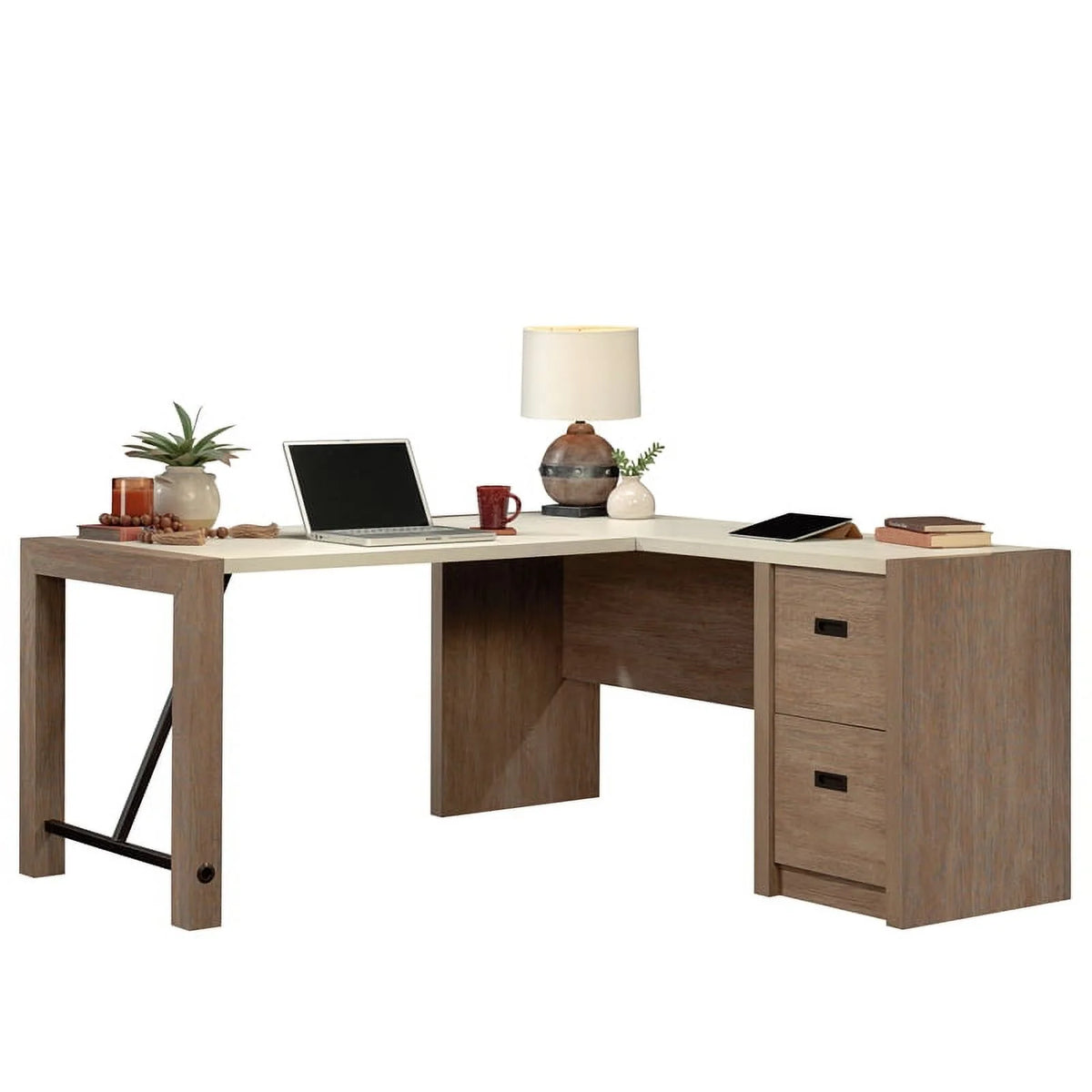 L-Desk in Brushed Oak Finish V3190
