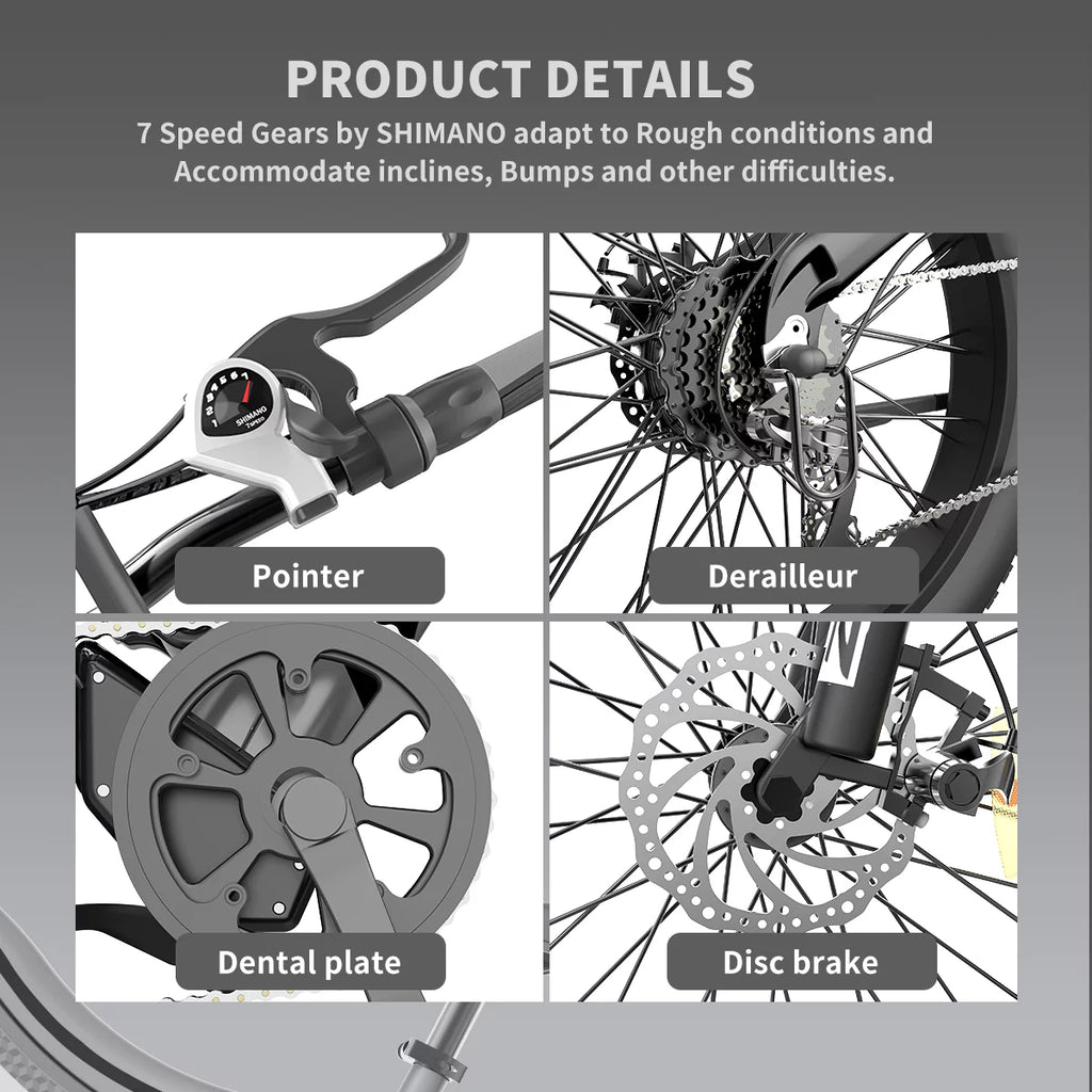 750W 48V 15Ah Fat Tire Electric Mountain Bike G3494