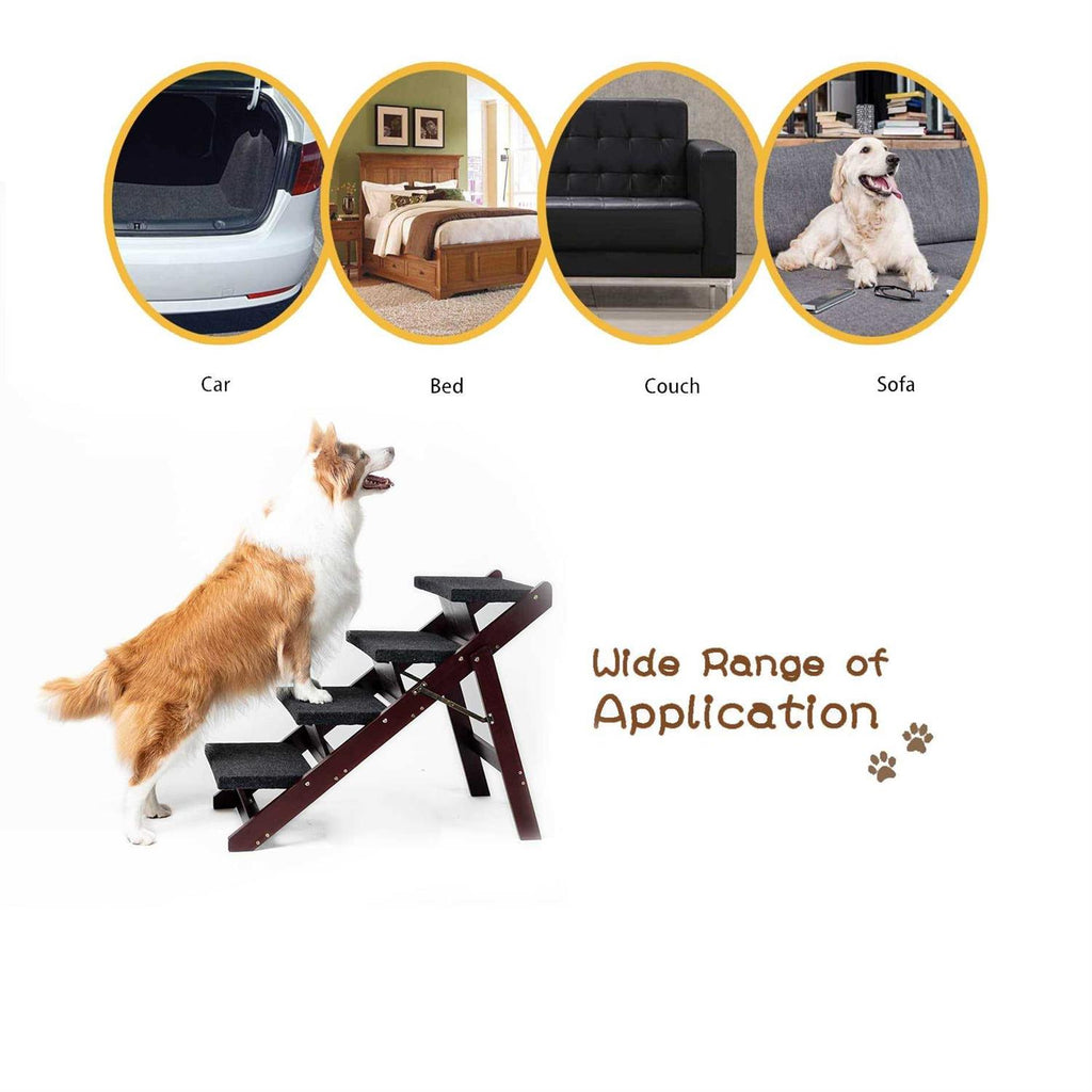 Foldable 4 Levels Wooden Pet Stairs & Ramp Q209909