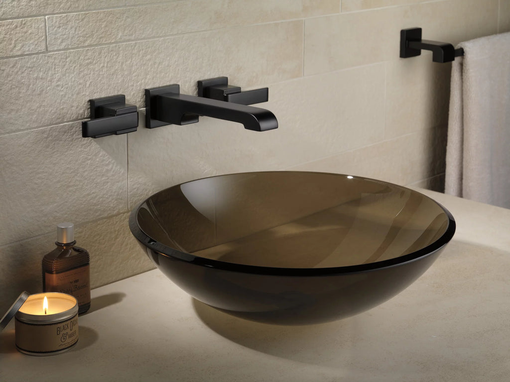 Two Handle Wall-Mount Bathroom Faucet Trim in Matte Black L68672
