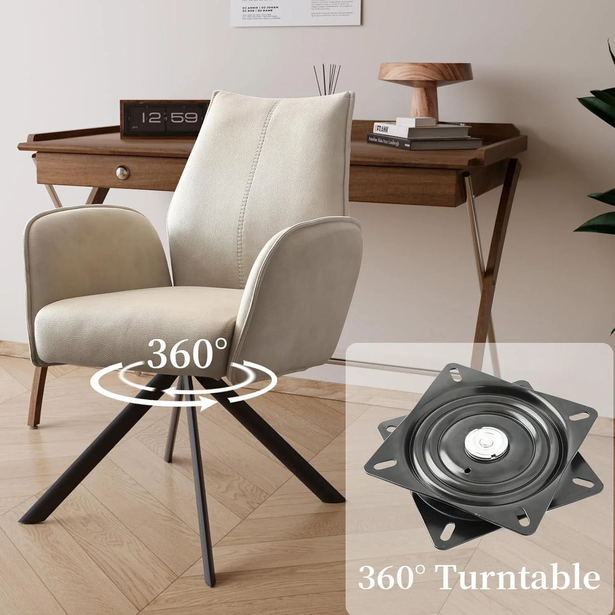 Modern Desk Chair no Wheel Ergonomic Office Chair Swivel Arm Chairs with Metal Legs A778192