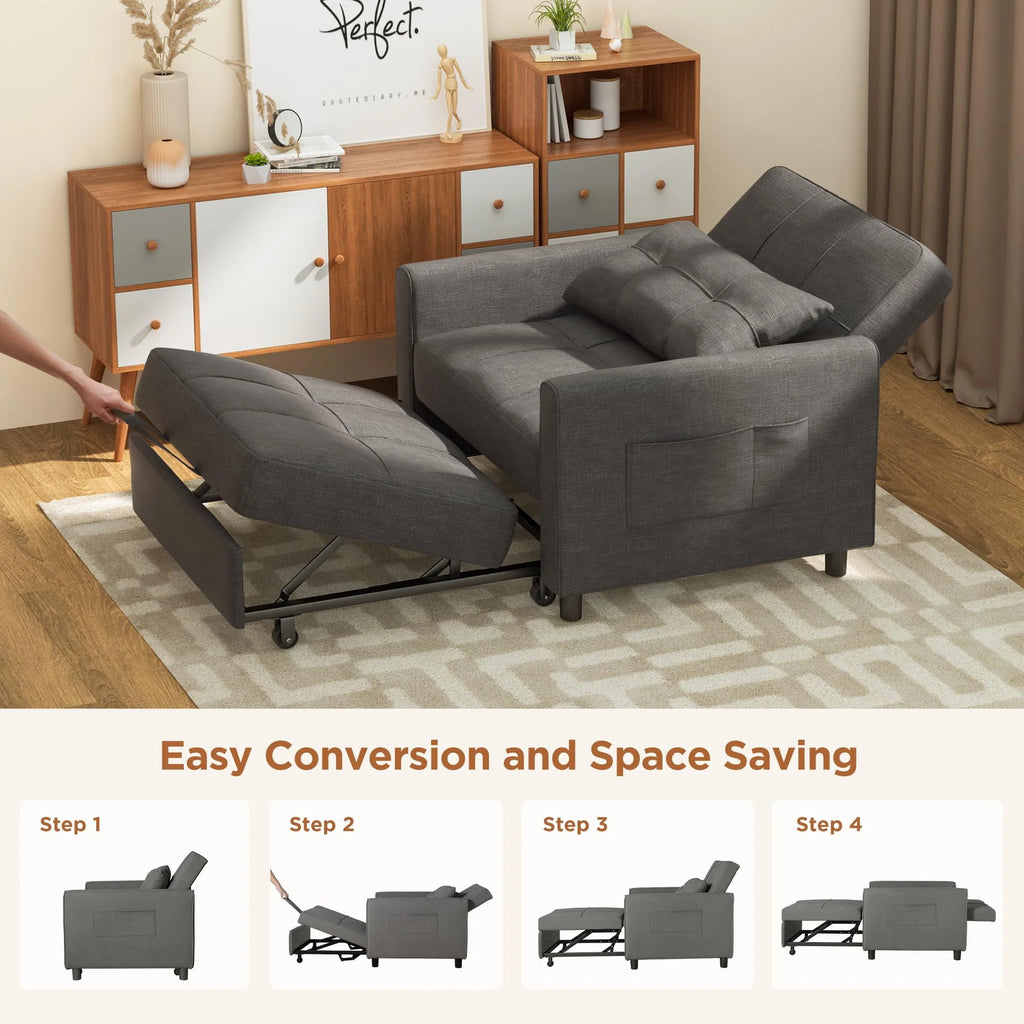 Light Gray Convertible Sofa Bed T2814