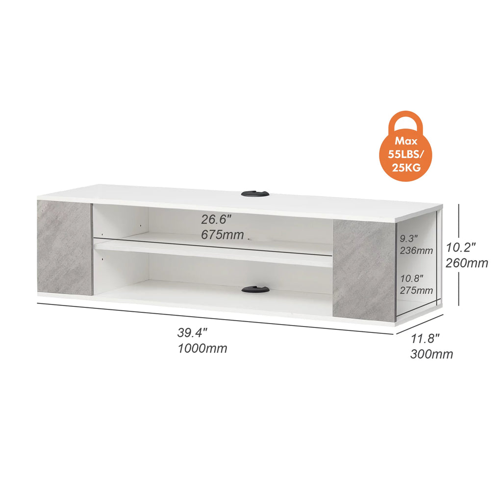 Grey White Wall Mounted Floating TV Stand M27646