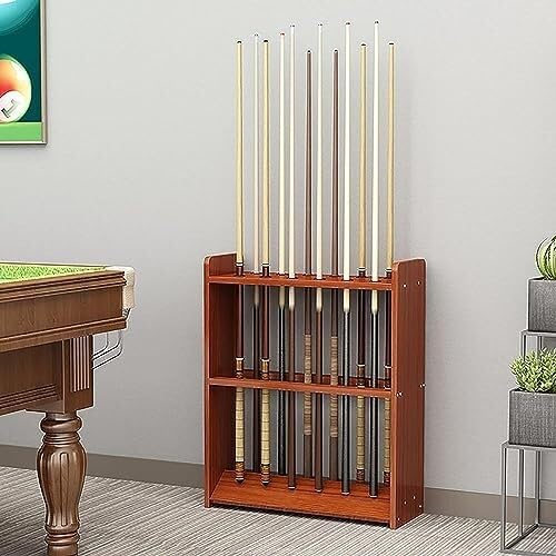 Teak Wooden Billiard Cue Rack Stand for 12 Cues R889378