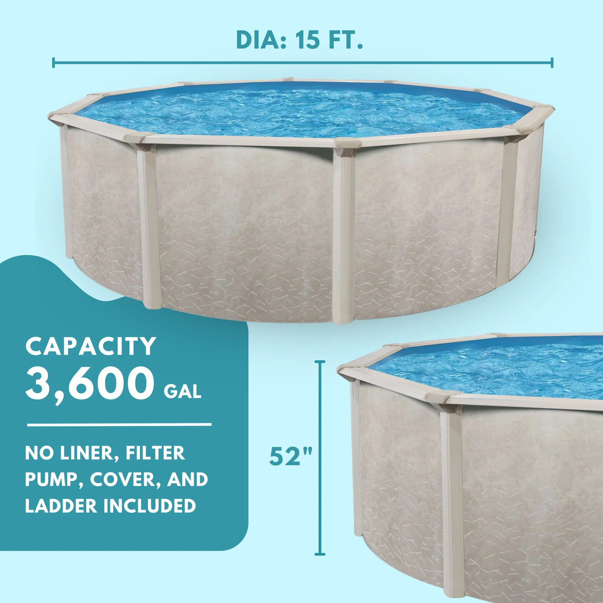 18 Foot by 52 Inch Steel Frame Above Ground Pool Q4256