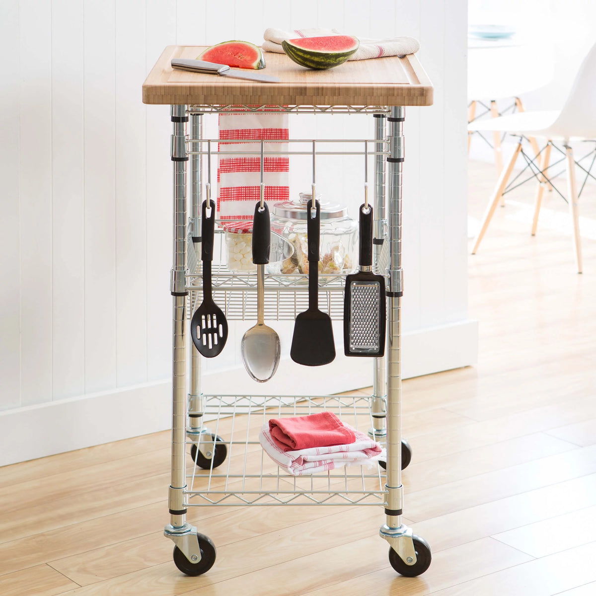 2 Tier Maple Butcher Block Cart Z99417
