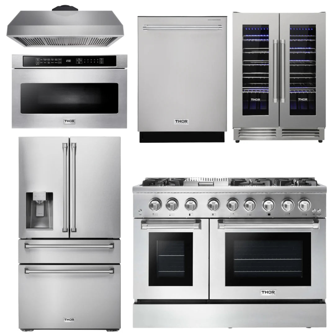48 Propane Gas Burner Electric Oven Range Range Hood Refrigerator Microwave Wine Cooler S95509