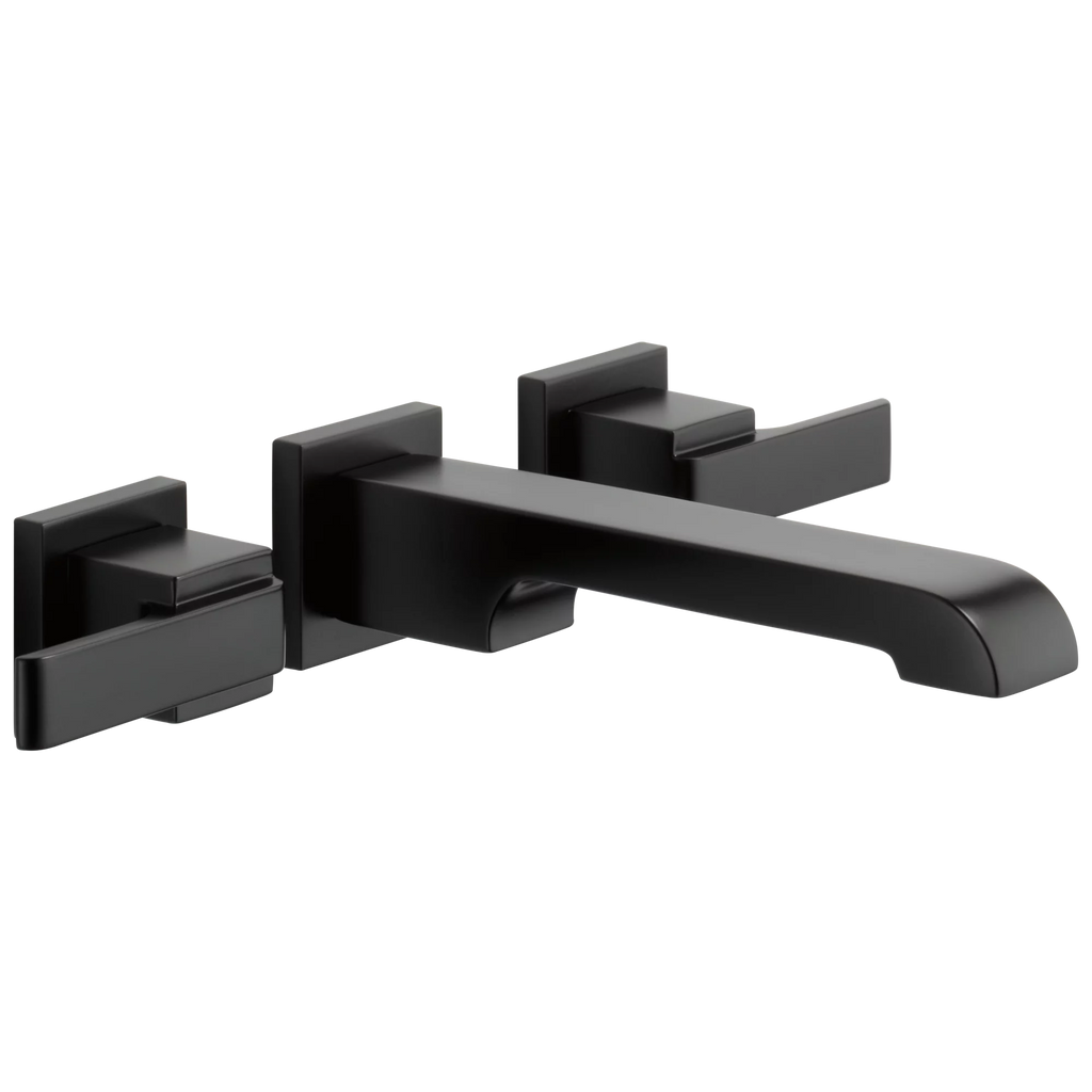 Two Handle Wall-Mount Bathroom Faucet Trim in Matte Black L68672