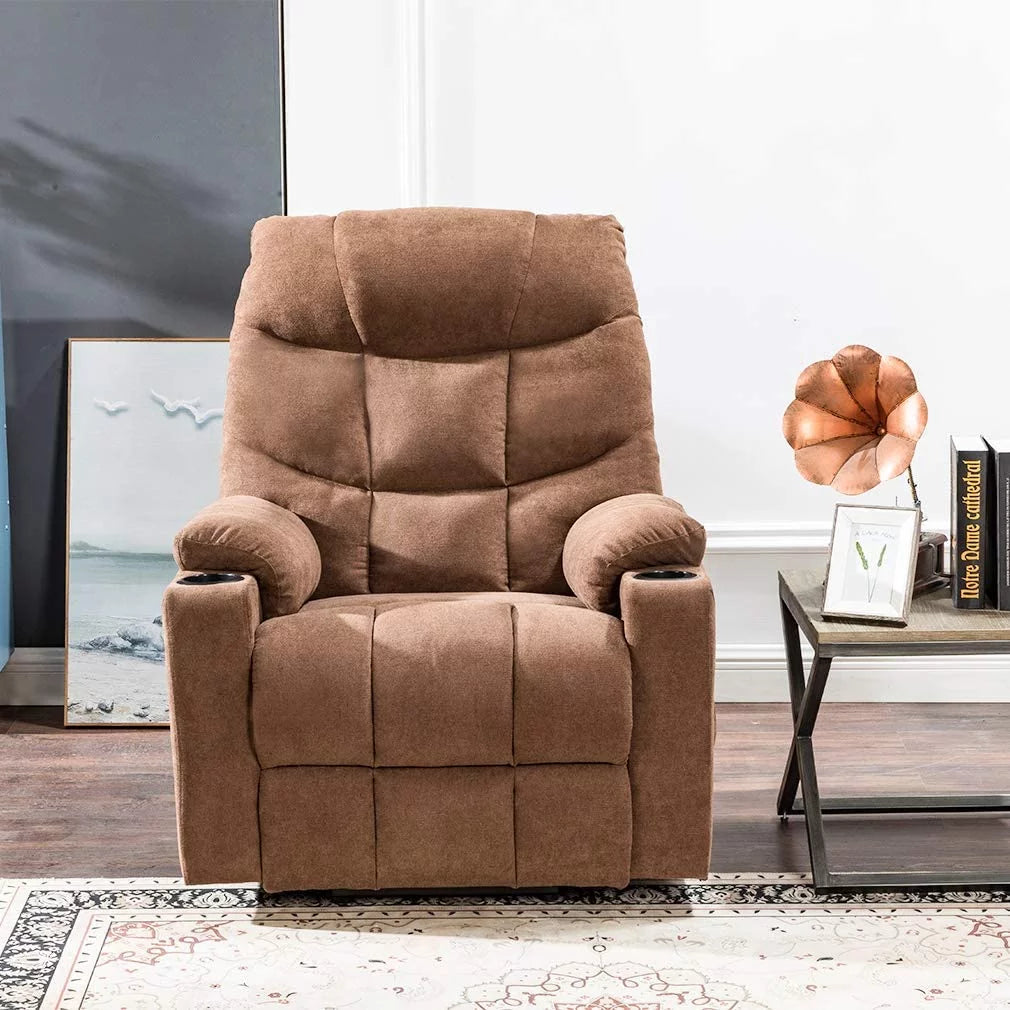 Brown Electric Lift Recliner with Cup Holders Y434028