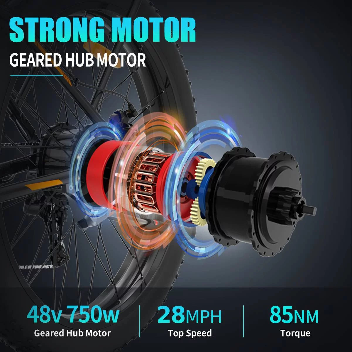 750W 48V 15Ah Fat Tire Electric Mountain Bike G3494