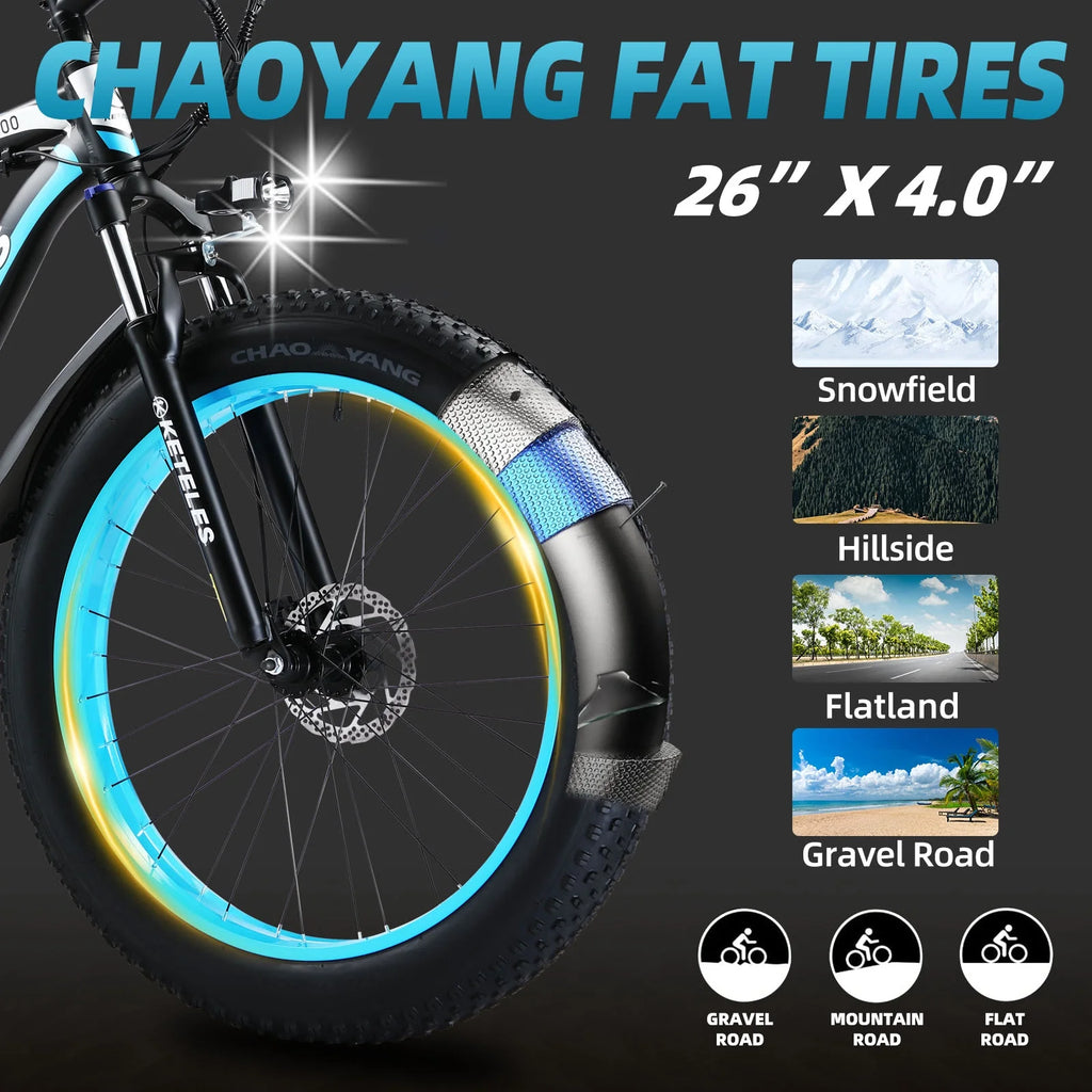 750W 48V 13AH Fat Tire Electric Bike F9749