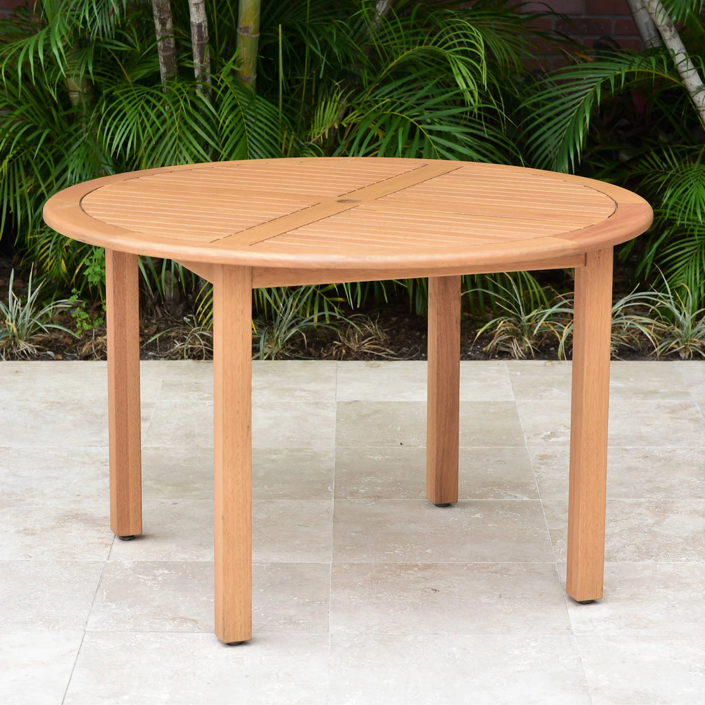 Round Teak Finish Patio Table A350077