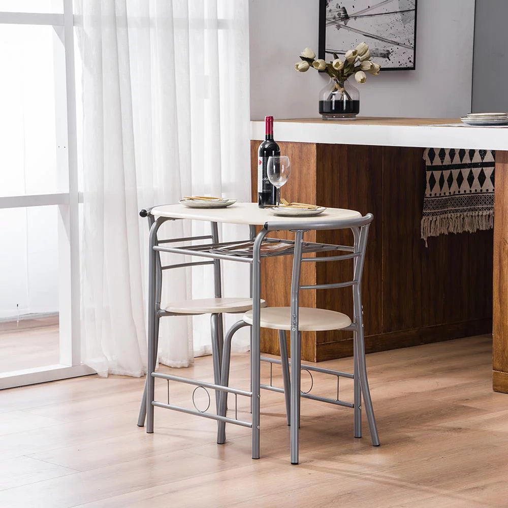 3-Piece Wooden Round Table and Chair Set L9408