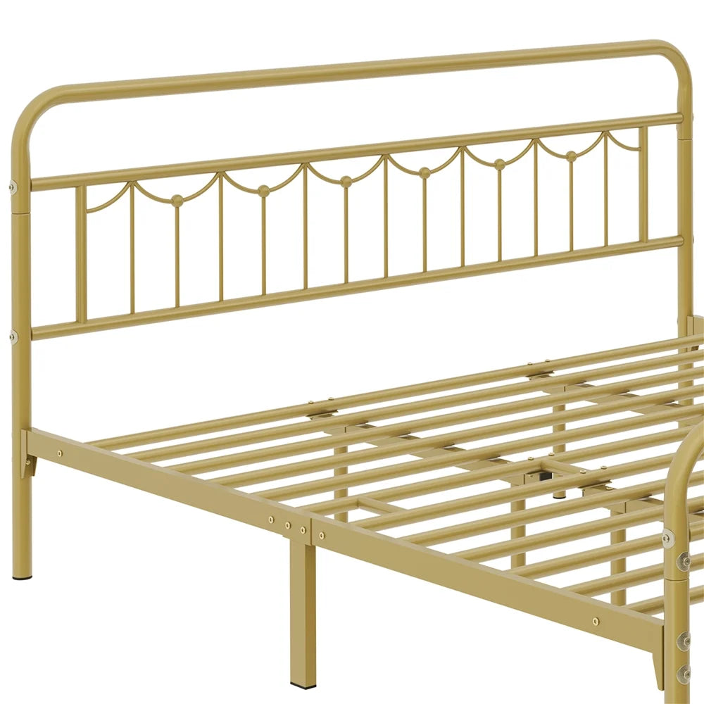 Queen Matte Black Metal Platform Bed Frame with Headboard and Footboard Q4176