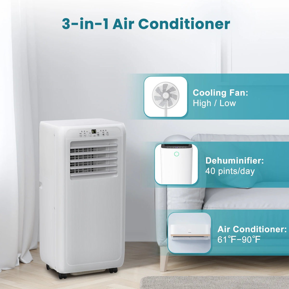 Portable Air Conditioner 3-in-1 with Remote L3190