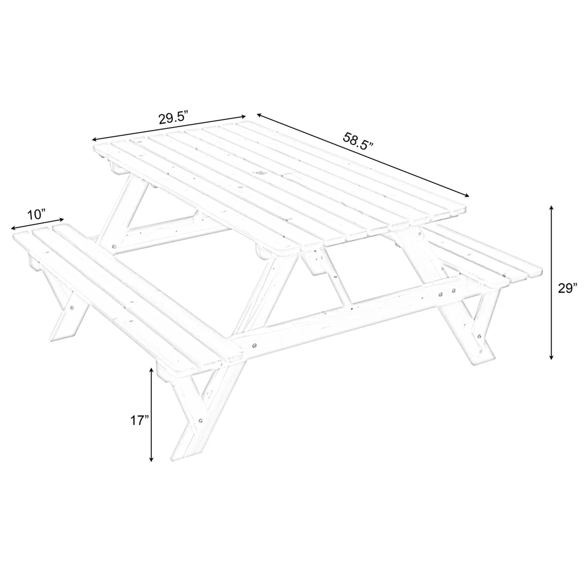 Wooden 6-Person Picnic Table Z8250