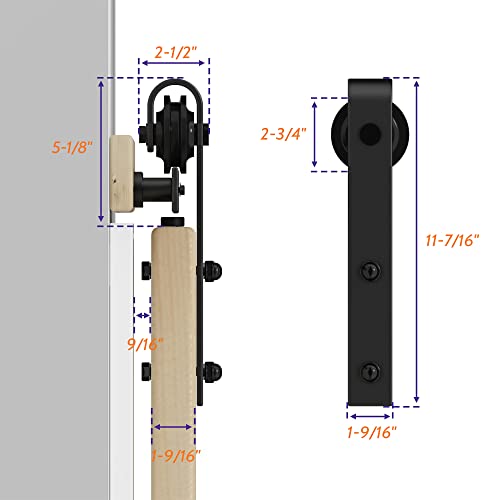 6FT Sliding Barn Door Hardware Kit Black O510924
