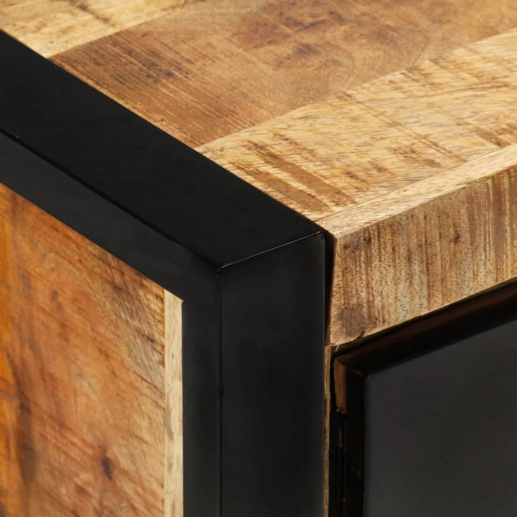 Wood TV Cabinet with Doors Drawer and Iron Legs B870421