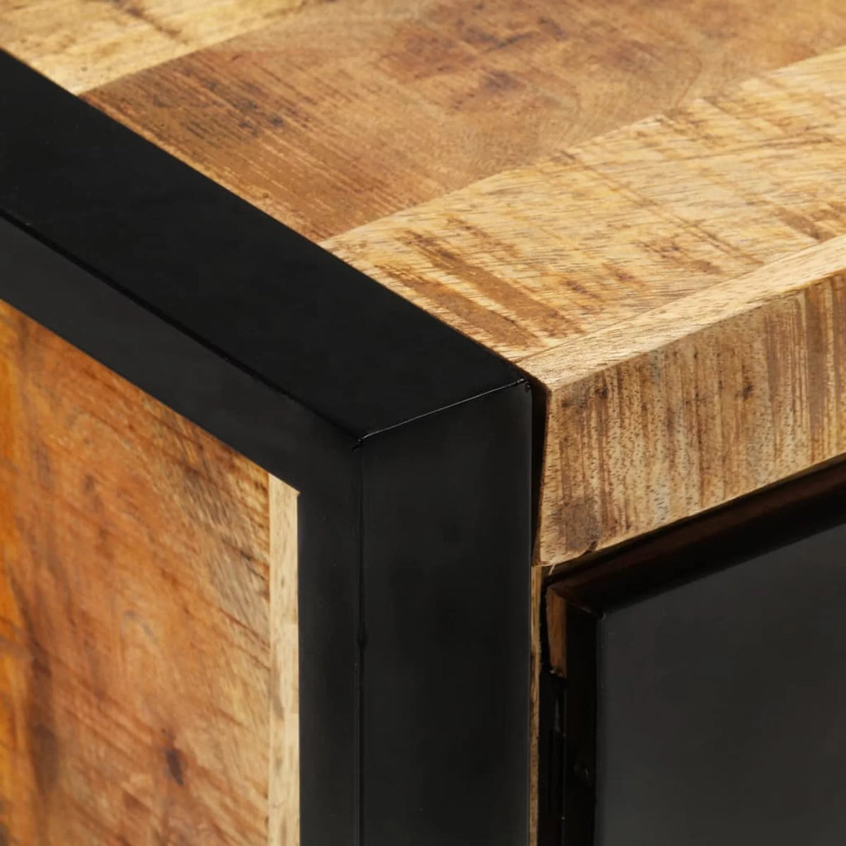 Wood TV Cabinet with Doors Drawer and Iron Legs B870421